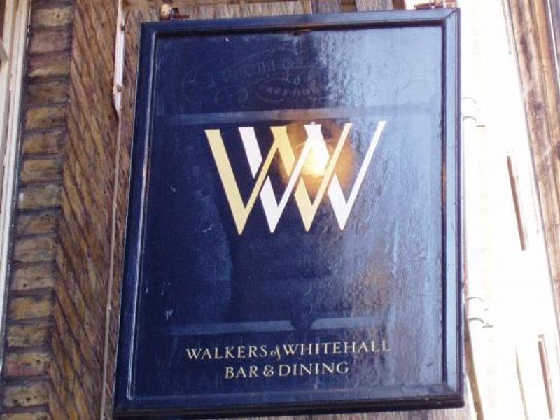 Walkers of Whitehall sign. (Pub, External, Sign). Published on 22-04-2015