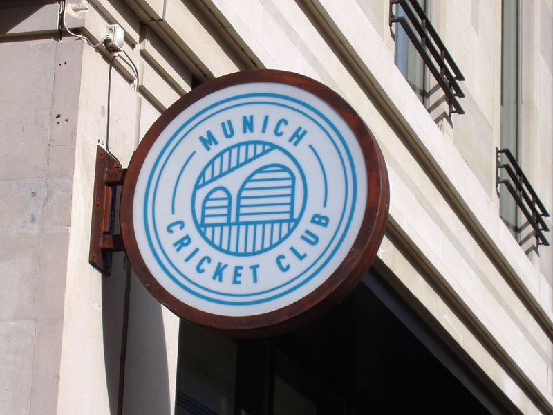Munich Cricket Club SW1-sign July 2019. (Pub, External, Sign). Published on 21-07-2019