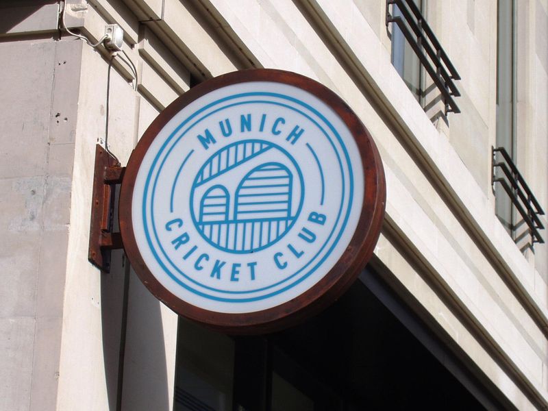 Munich Cricket Club SW1-sign July 2019. (Pub, External, Sign). Published on 21-07-2019 