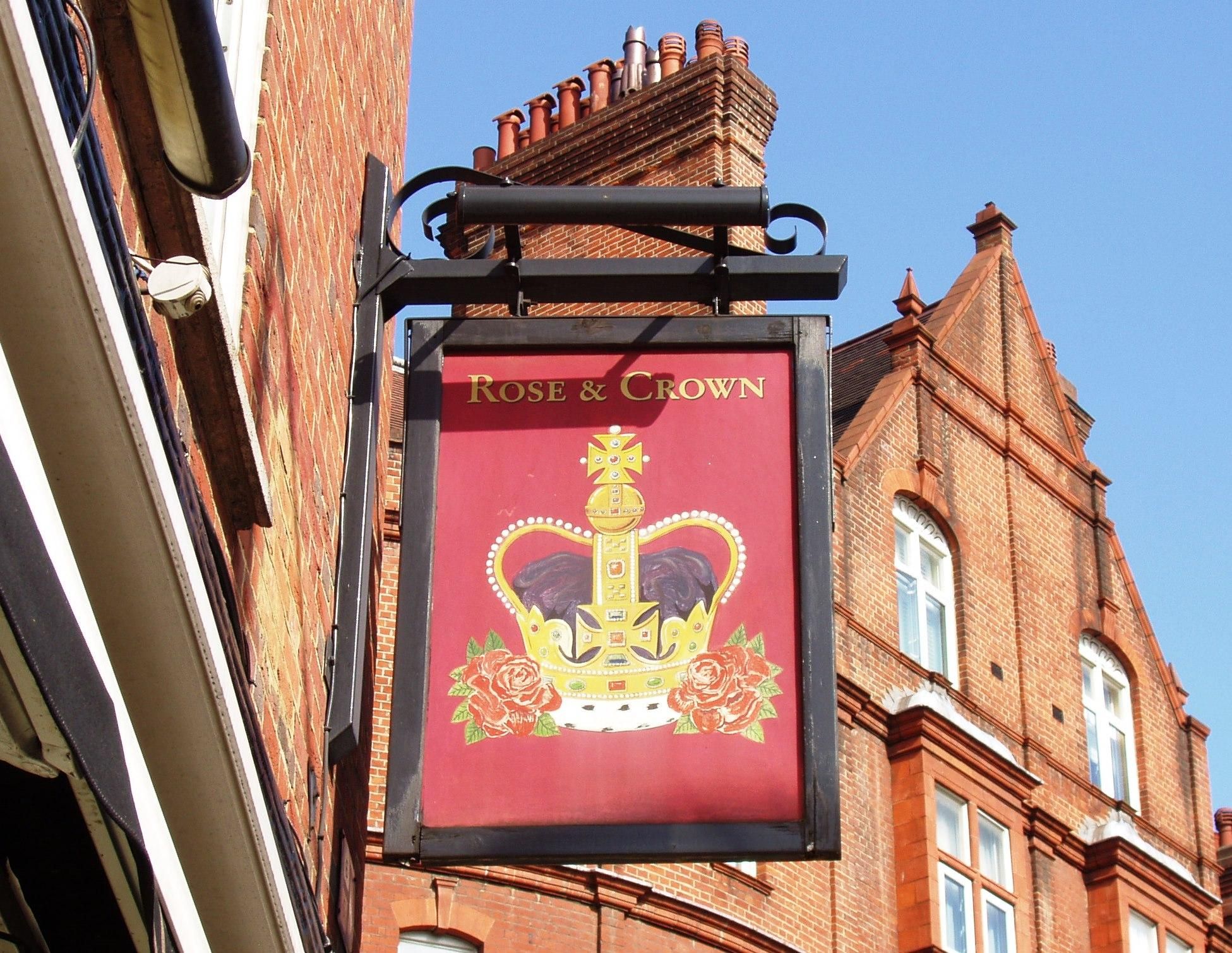 Rose & Crown sign SW1 June 2017. (Pub, External, Sign). Published on 18-06-2017