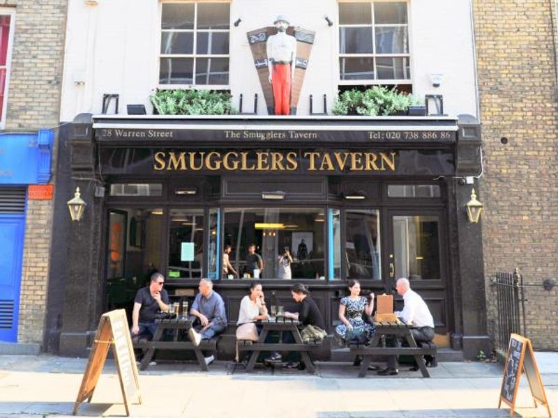 Smugglers Tavern, W1T, frontage, April 2015. (Pub, External, Customers, Key). Published on 20-04-2015