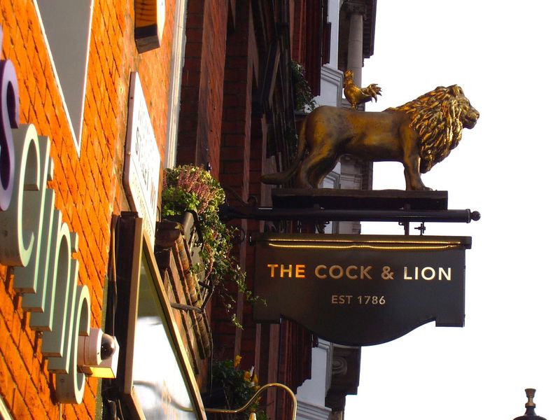 Cock & Lion sign Jan 2026. (Pub, External, Sign). Published on 01-01-2026 