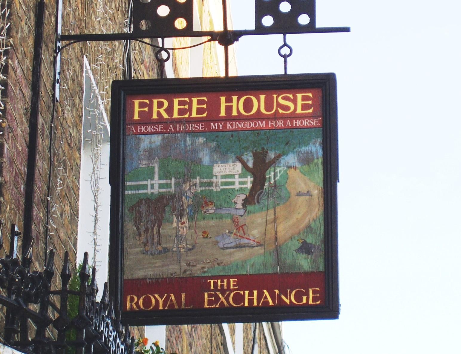 Royal Exchange sign W2 Dec 2016. (Pub, External, Sign). Published on 08-03-2017