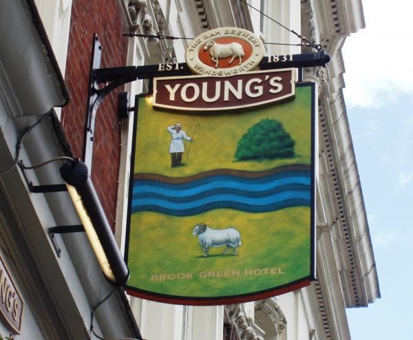 Hammersmith, Brook Green Hotel sign. (Pub, External, Sign). Published on 09-08-2013