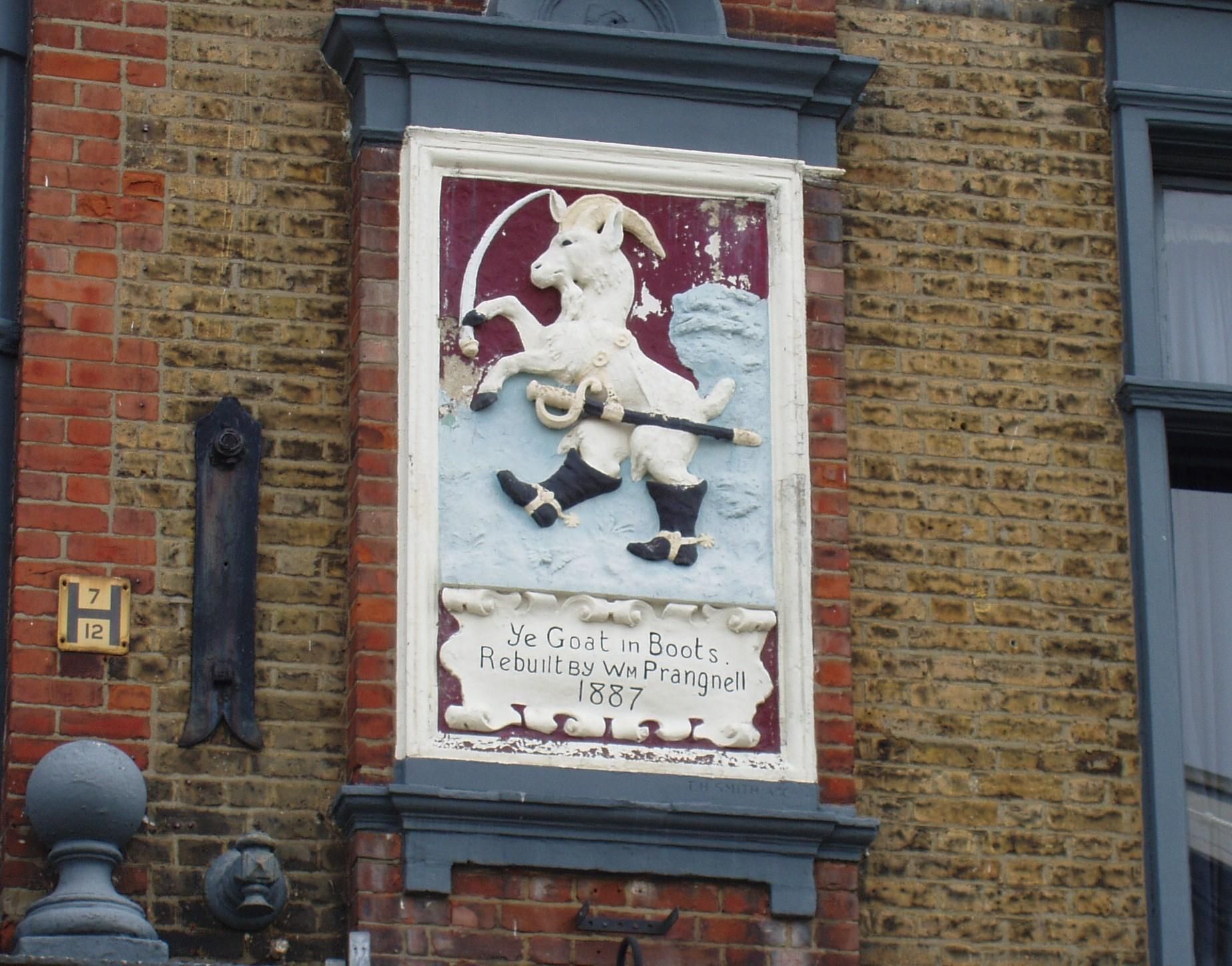 Goat wall plaque SW10 April 2017. (Pub, External, Sign). Published on 30-04-2017