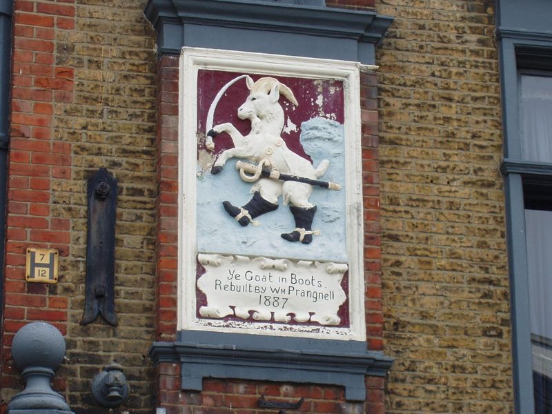 Goat wall plaque SW10 April 2017. (Pub, External, Sign). Published on 30-04-2017