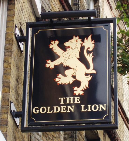 Golden Lion SW6 sign. (Pub, External, Sign). Published on 28-09-2014