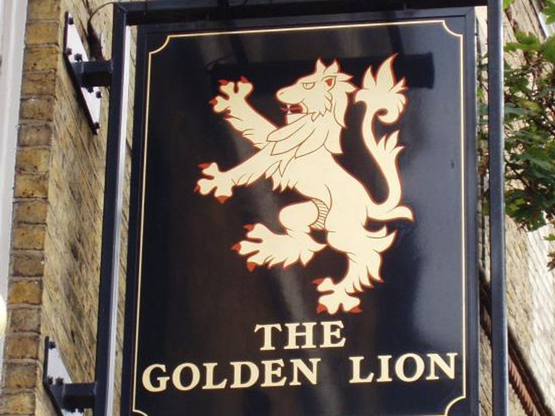 Golden Lion SW6 sign. (Pub, External, Sign). Published on 28-09-2014