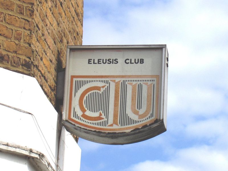 Eleusis Club SW6-2. (Pub, External, Sign). Published on 09-07-2017 