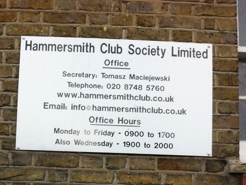 Hammmersmith Club W6-3 Oct 2016. (Pub, External, Sign). Published on 31-10-2016 