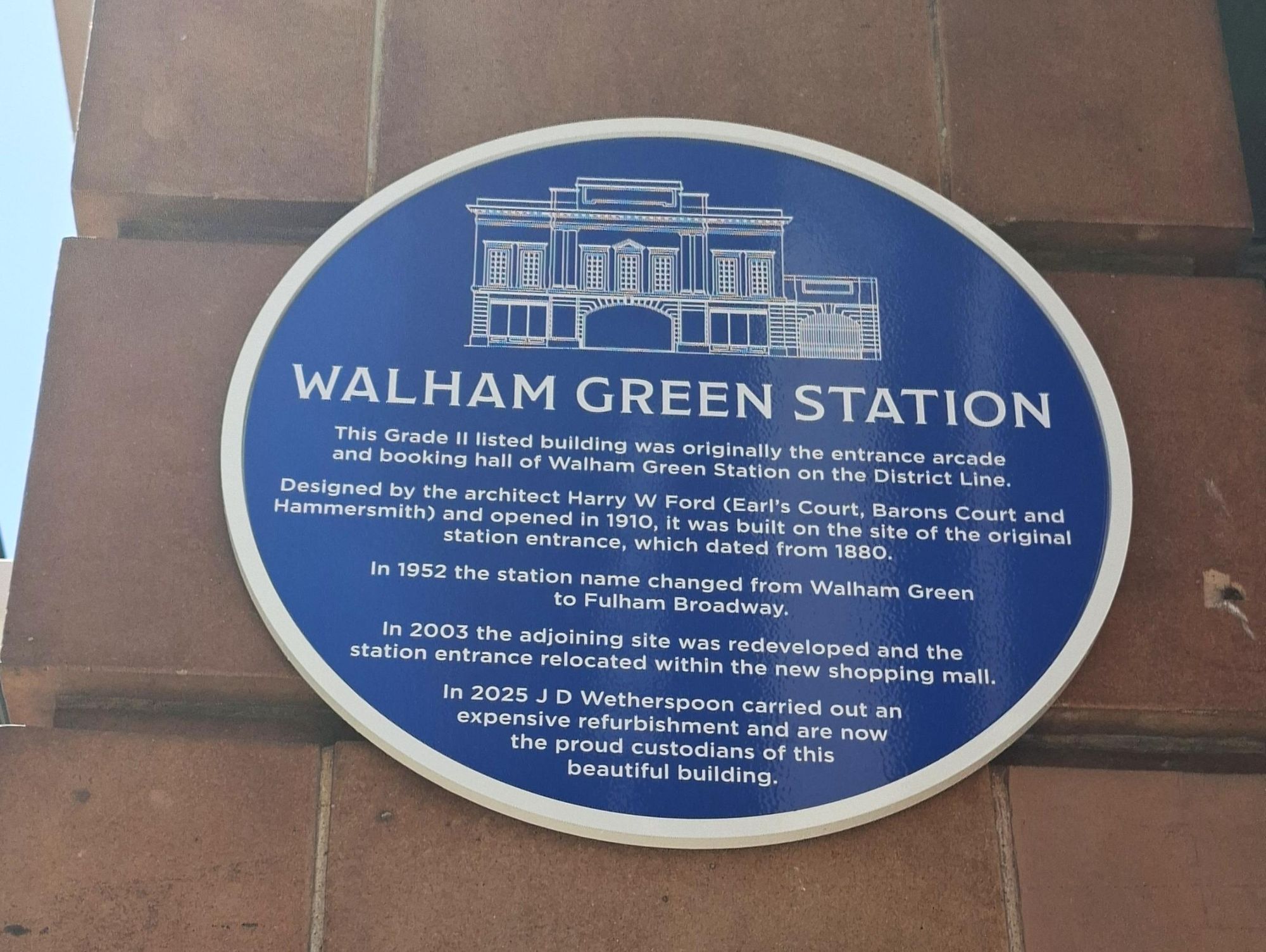 Walham Green wall plaque. (External, Sign). Published on 09-07-2025