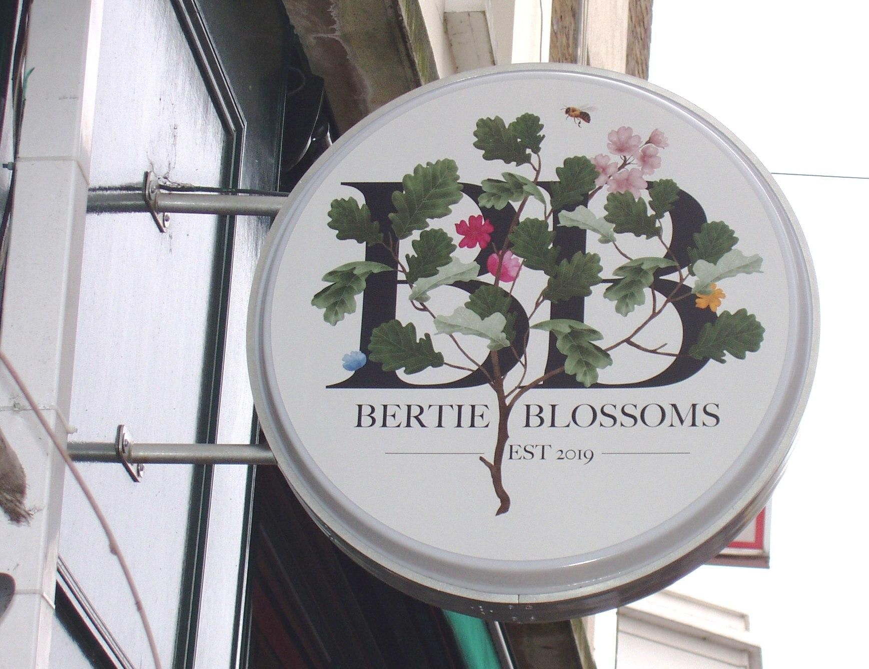 Bertie Blossoms-sign Oct 2019. (Pub, External, Sign). Published on 25-10-2019