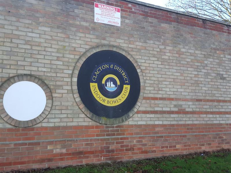 Clacton and District Indoor Bowls Club. (Sign). Published on 01-01-1970 
