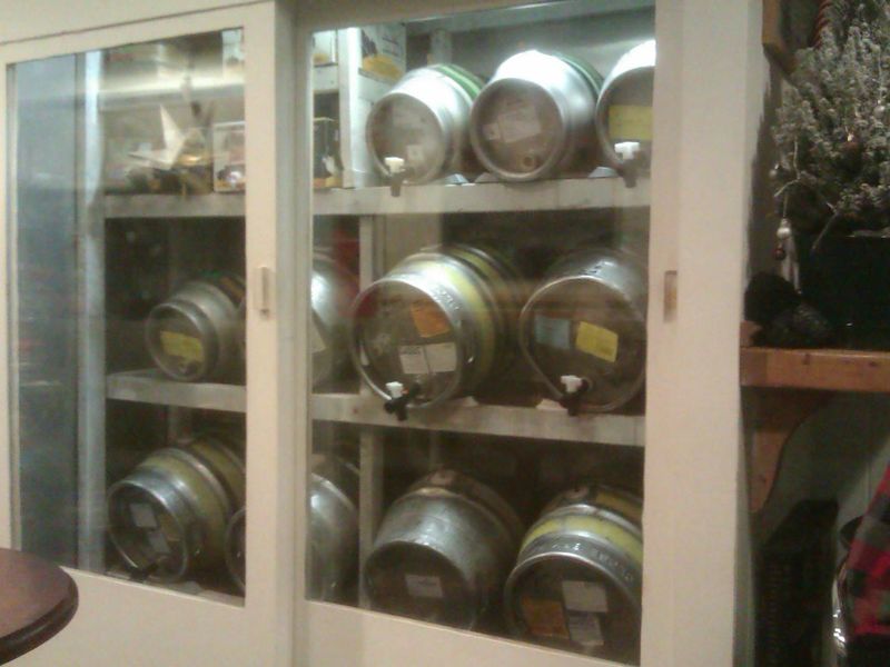 The cask ale and cider stillage chilled cabinet. (Bar). Published on 10-12-2023