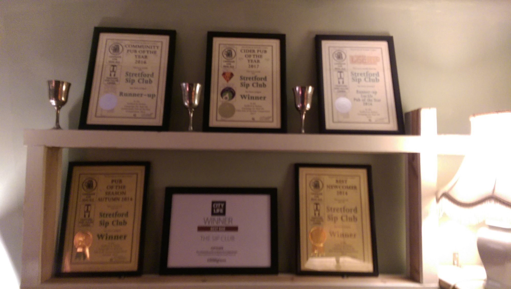 Sip Club - Awards Walll. (Pub). Published on 09-05-2017