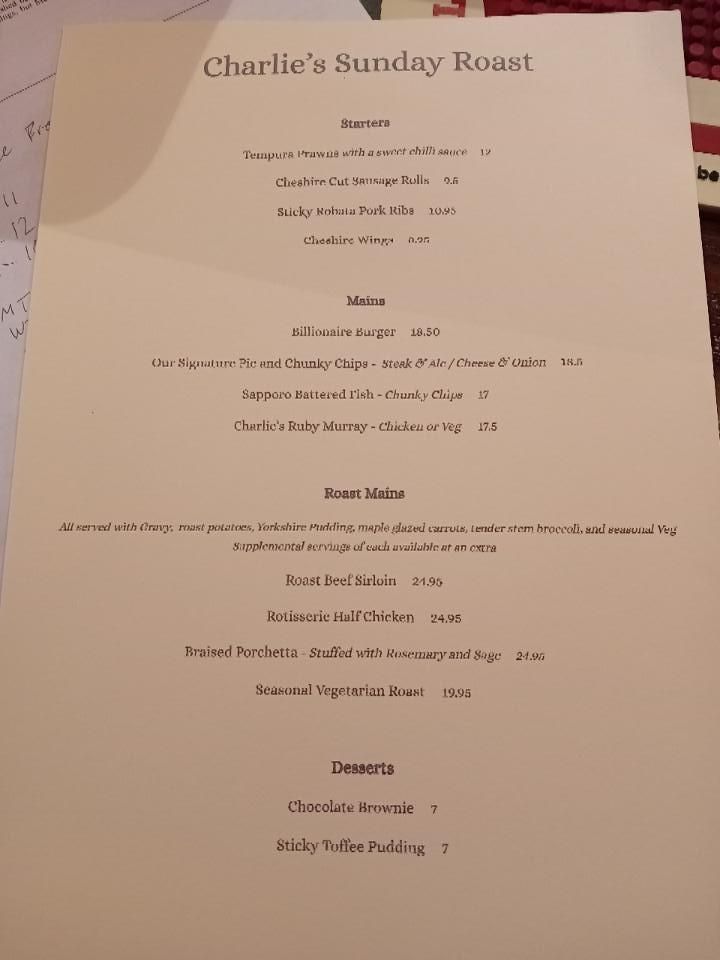 Sunday Roast Menu. Published on 05-03-2026