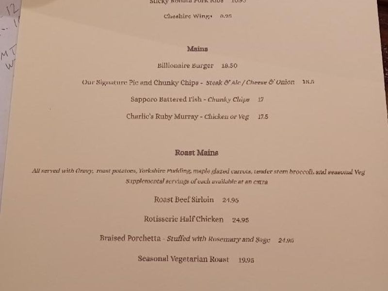 Sunday Roast Menu. Published on 05-03-2026