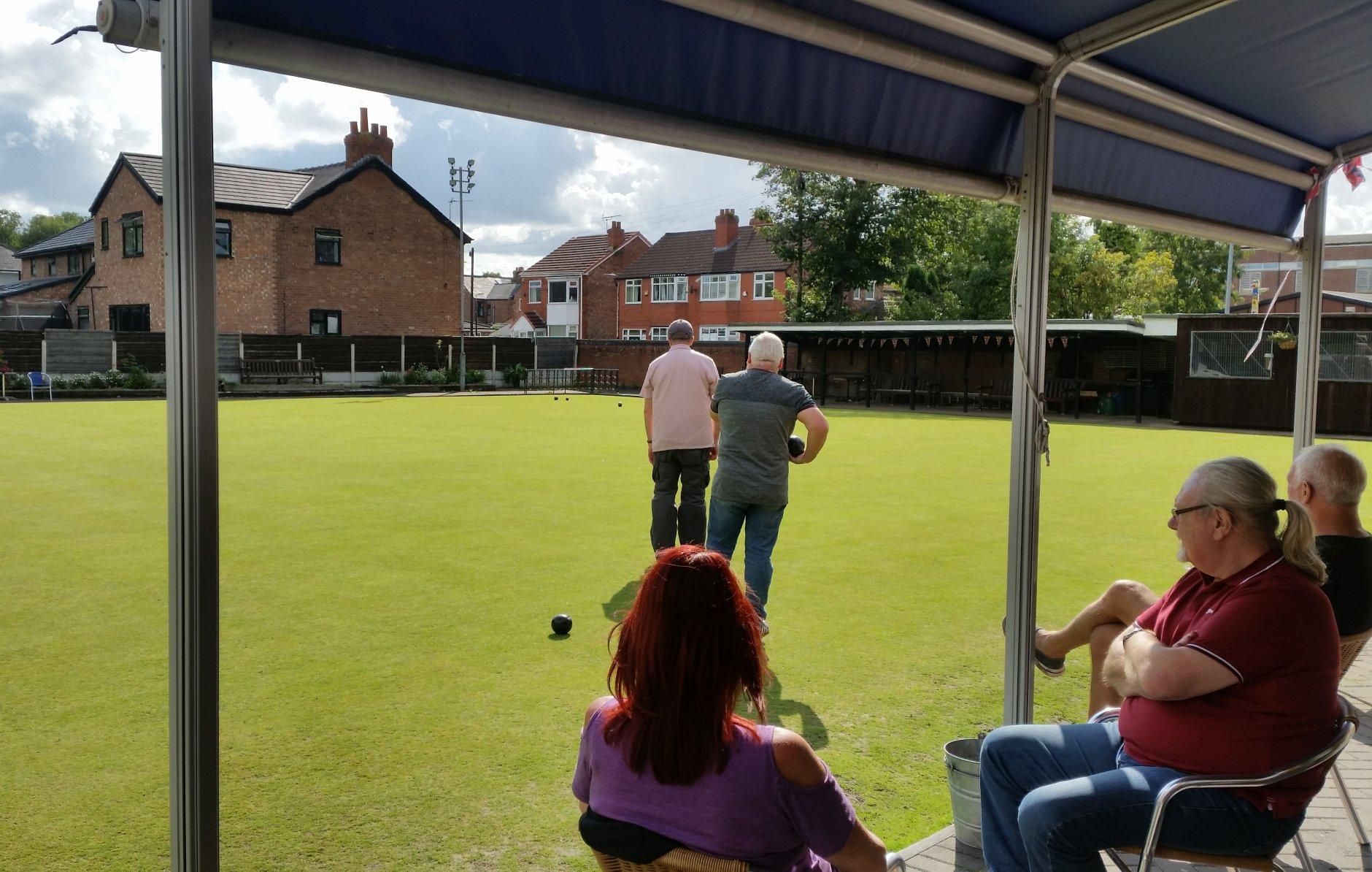 Urmston Men's Club - bowling green, August 2023. Published on 30-08-2023