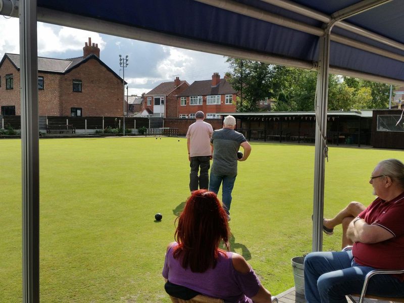 Urmston Men's Club - bowling green, August 2023. Published on 30-08-2023