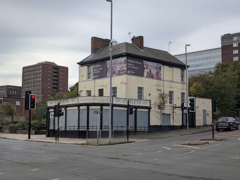 Boarded up prior do demolition for housing. (Pub, External, Key). Published on 04-10-2026 