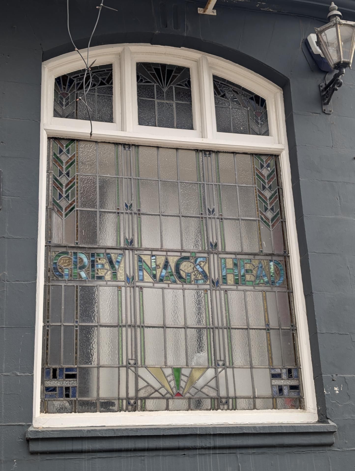 Art Deco stained glass.. (Pub, External, Sign). Published on 04-10-2026